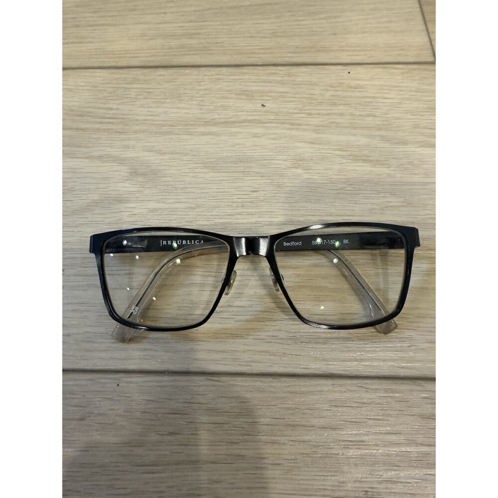 Republica Eyeglasses, Frames Only, Bedford, 58-17-150, BK, Metal/Plastic, Black